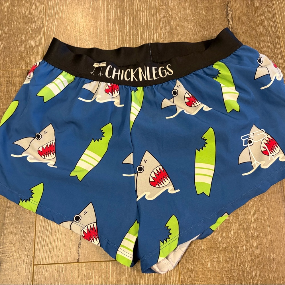 Men's Blue Sharks 2" Split Shorts. Small